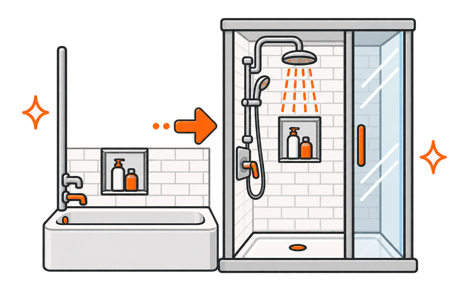 Tub-to-Shower Conversion